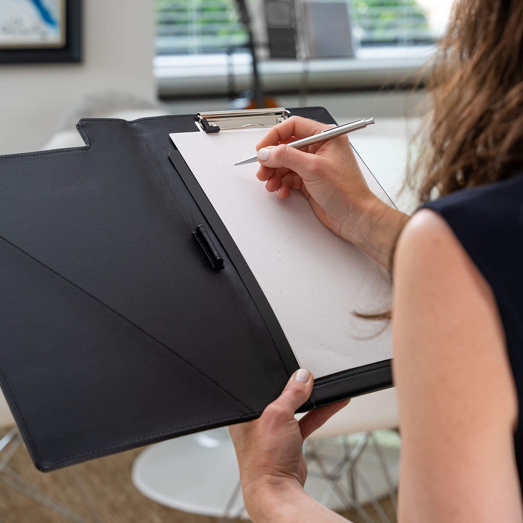 Klemmap Rillstab A4 lederlook zwart