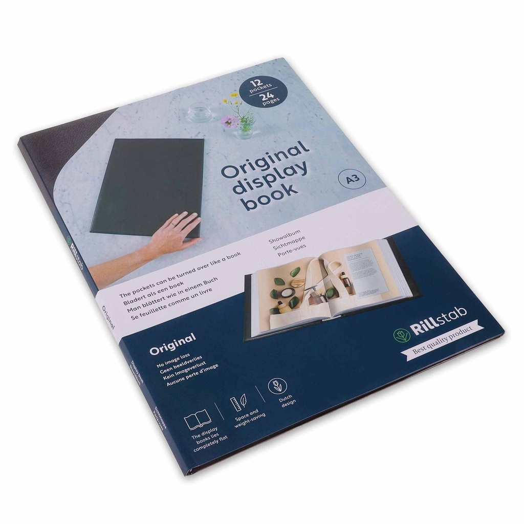 Showalbum Rillstab "Original" A3 zwart - 12 tassen