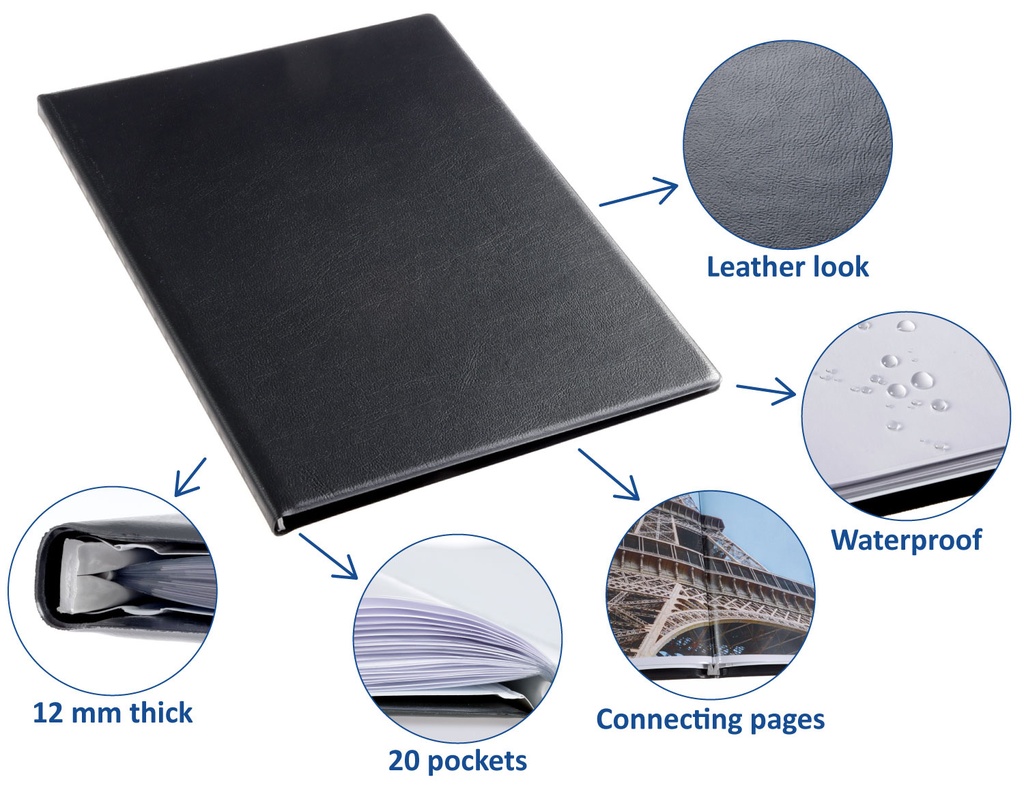 Showalbum Rillstab "Original" A5 zwart  - 20 tassen