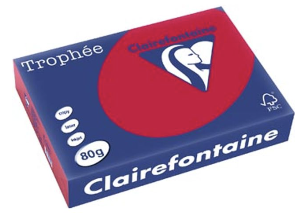 Printpapier - "Trophée" - A4 80 g/m² -kersenrood - per 5 pakken à 500 vel