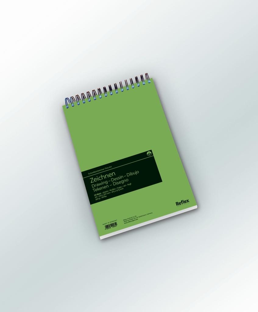 Tekenpapier "reflex" - A4 - 160 g/m2 - 5 spiraalbloks à 50 vel  (160 grams)