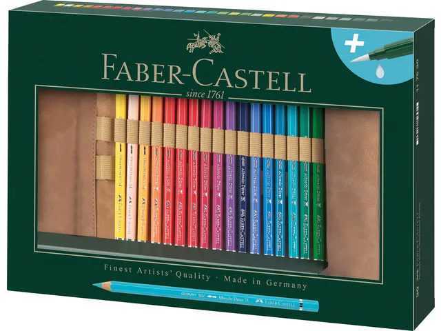 [117530] Kleurpotloden - "faber castell albrecht dürer" - 30 aquarelleer potloden met penseel in roletui