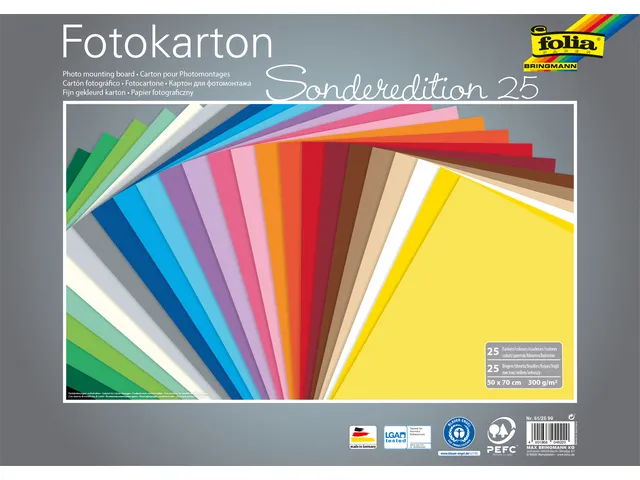 [Q1400515-4] Fotokarton "Folia assorti intense kleuren"- 50x70cm - 300gr - 100 vel (25 kleuren)