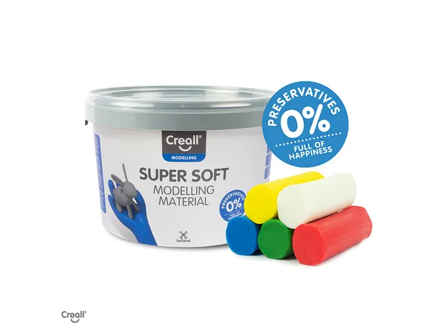 Boetseerklei "creal supersoft" - rood/blauw/groen/geel/wit - emmer à 1,75 kg 