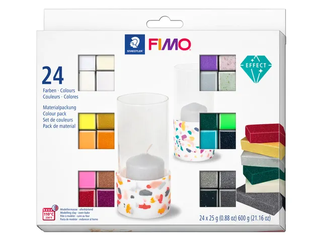 Boetseerklei "fimo effect assorti"- 24 kleuren