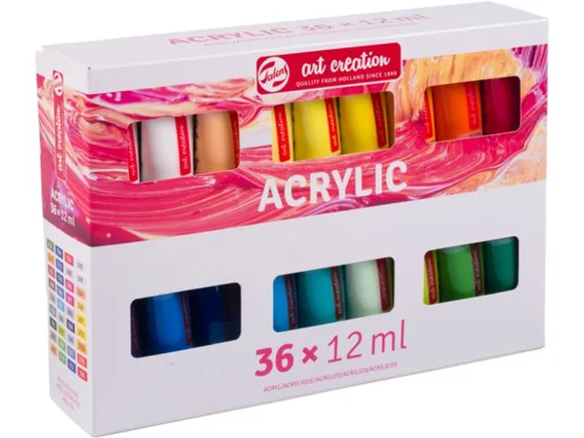 Acrylverf "talens acrylic"- 36 tubes à 12 ml - assorti
