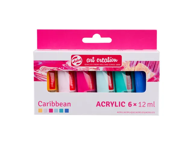 Acrylverf "talens caribbean"- 6 tubes à 12 ml - assorti