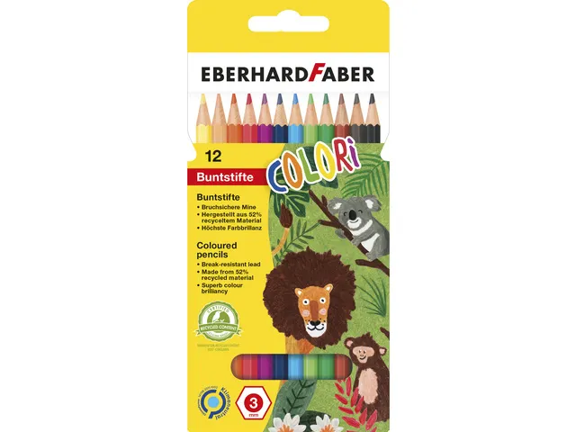 Kleurpotlood "Eberhard Faber" - 17,5cm - 5 etui's à 12 stuks - assorti