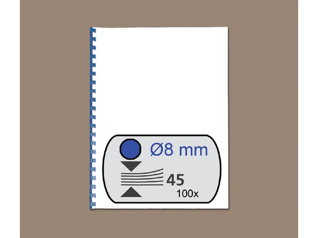 Bindrug 21 rings - 8 mm - blauw - per doos à 100 stuks