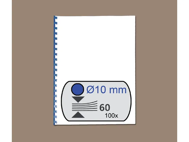 Bindrug 21 rings - 10 mm - blauw - per doos à 100 stuks 