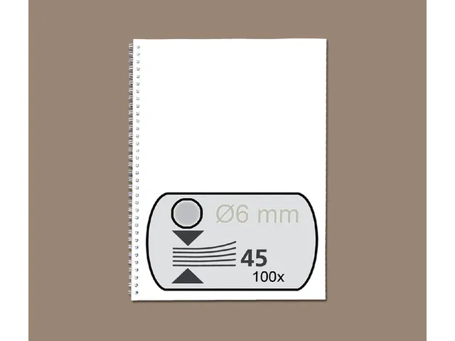 [Q537930] Draadrug - 6 mm - 34-rings  - A4 - zilver - 100 stuks 