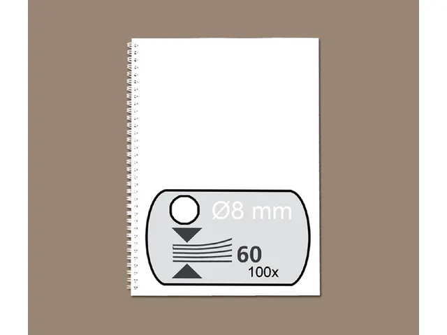 [Q537822] Draadrug - 8 mm - 34-rings  - A4 - wit - 100 stuks