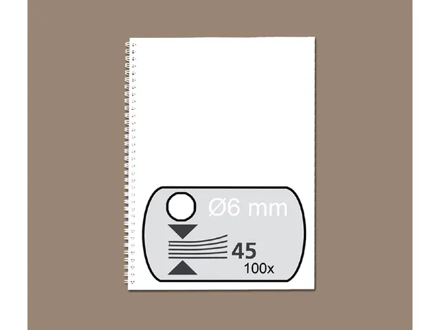 [Q537802] Draadrug - 6 mm - 34-rings  - A4 - wit - 100 stuks 