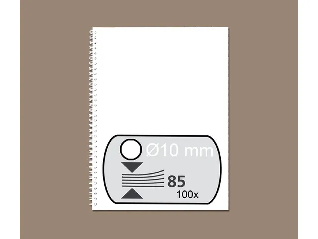 [Q537842] Draadrug - 10 mm - 34-rings  - A4 - wit - 100 stuks