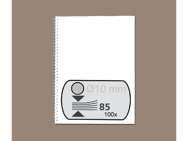 [Q537850] Draadrug - 10 mm - 34-rings  - A4 - zilver - 100 stuks