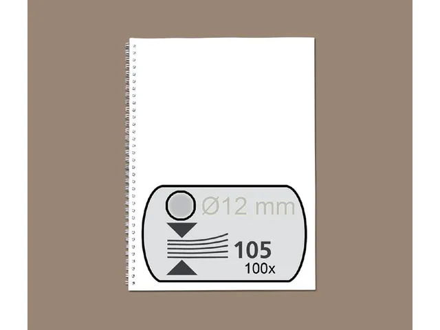 [Q537851] Draadrug - 12 mm - 34-rings  - A4 - zilver - 100 stuks