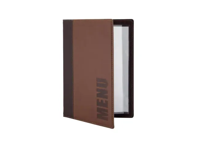 [Q552044-10] Menumap "Trendy"- A5 - 2 tassen - bruin lederlook