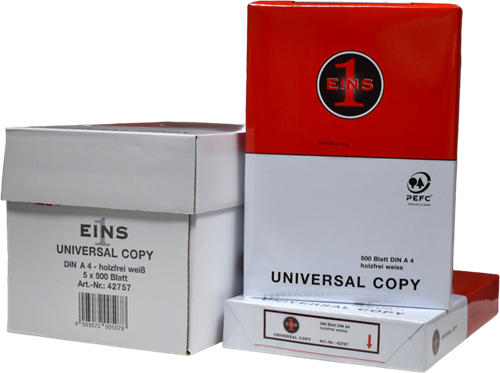 Printpapier A4 "universal red" - wit