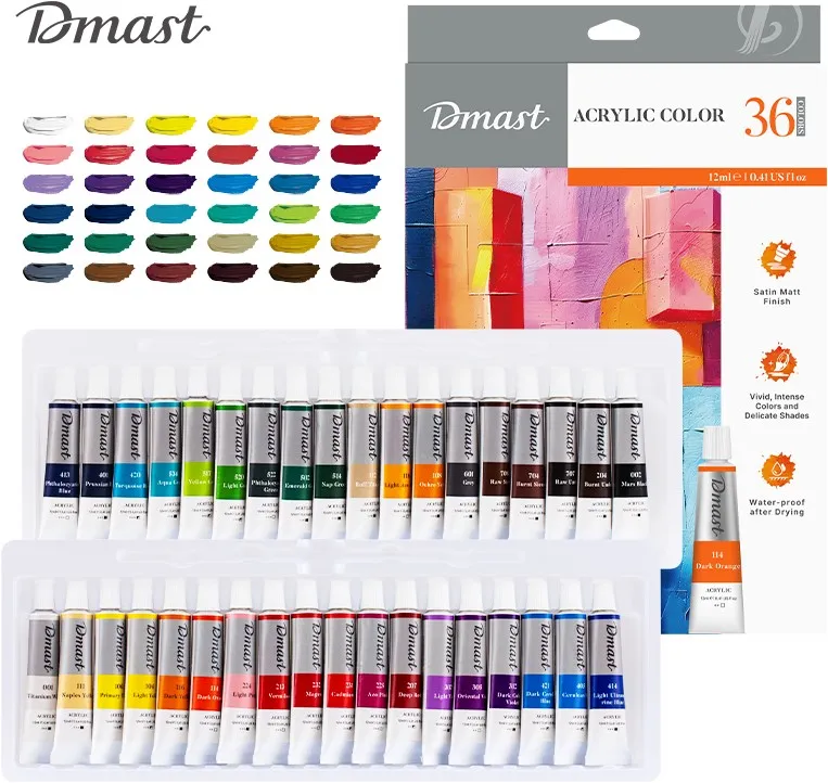 Acrylverf "Dmast" - 36 tubes à 12ml -assorti