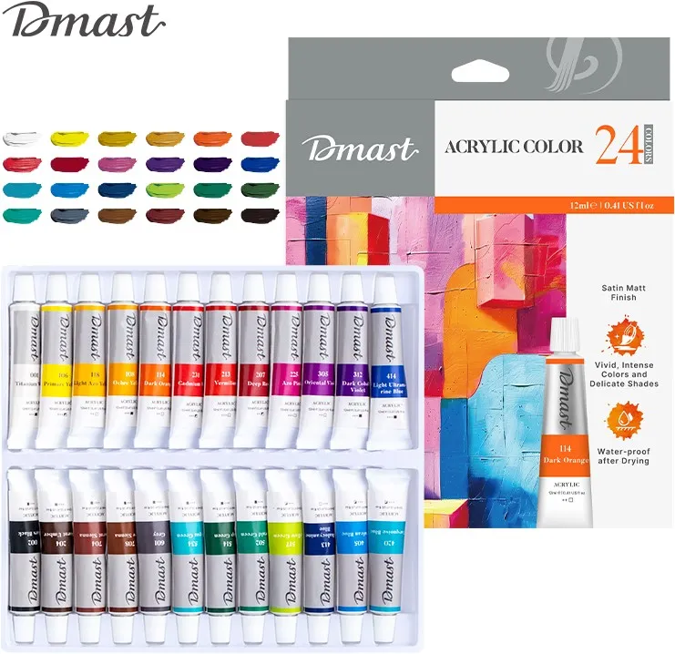 Acrylverf "Dmast" - 24 tubes à 12ml -assorti