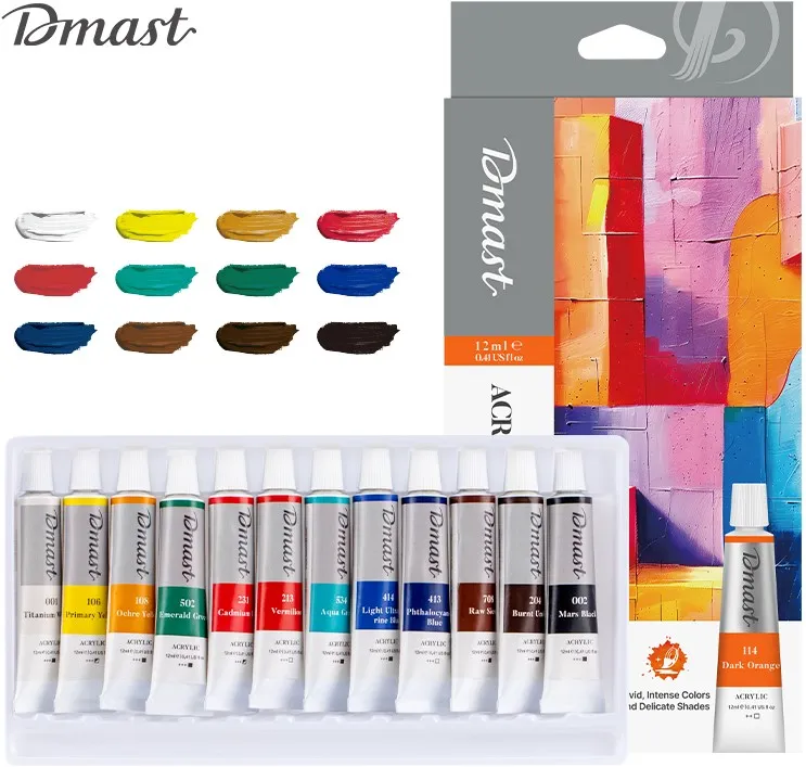 Acrylverf "Dmast" - 12 tubes à 12ml -assorti