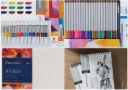 Aquarel "starters set" -  A4 Schetsblok 60 vel - A3 papier 16 vel - 36 kleurpotloden - 12 tubes verf assorti