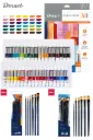 Set acrylverf & penselen - 2 sets à 6 st penselen - 36 tubes à 12 ml acrylverf