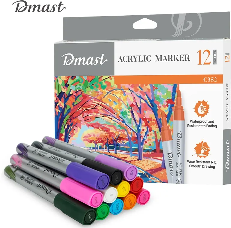 [HD000075] Acrylmarker "pastel" - set 12 kleuren