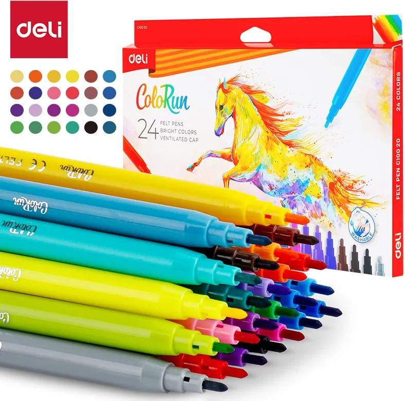 [HD000006] Viltstiften "colorun uitwasbaar" - 24 kleuren