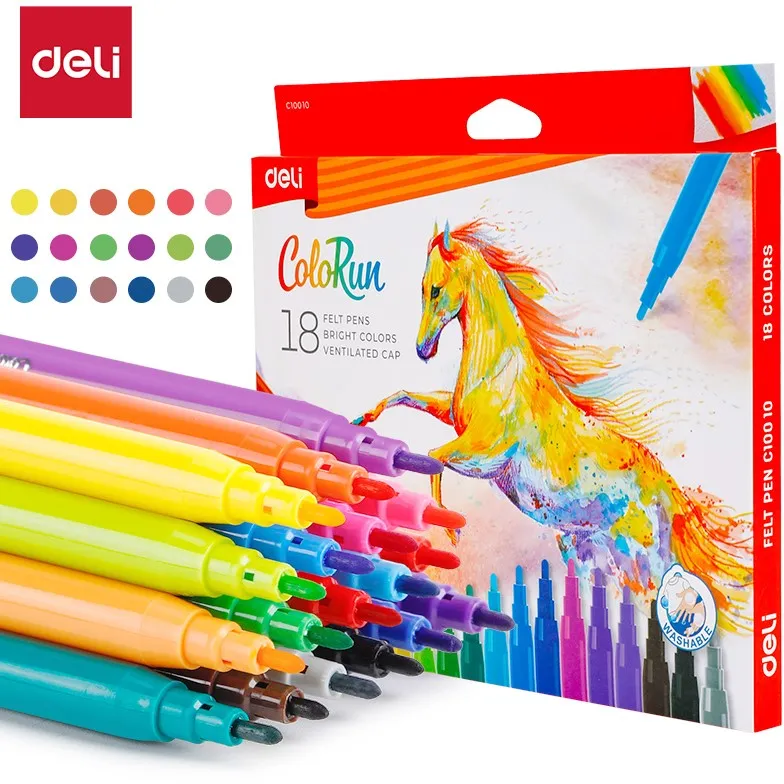 [HD000198] Viltstiften "colorun uitwasbaar" - 18 kleuren
