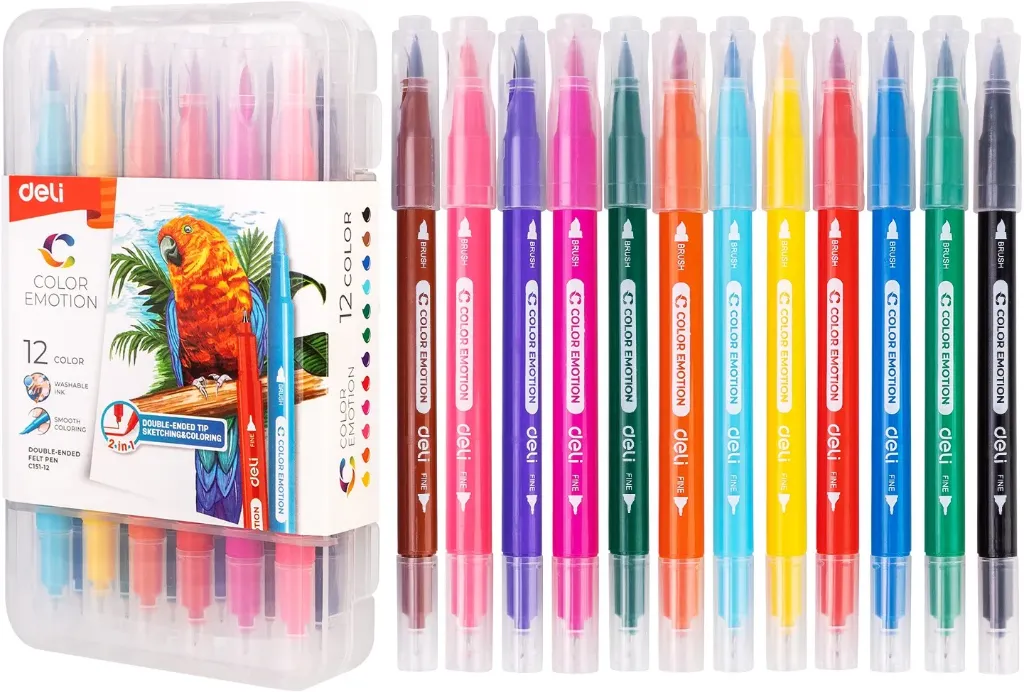 [HD000025] Viltstiften "duo emotion tip" - 12 kleuren