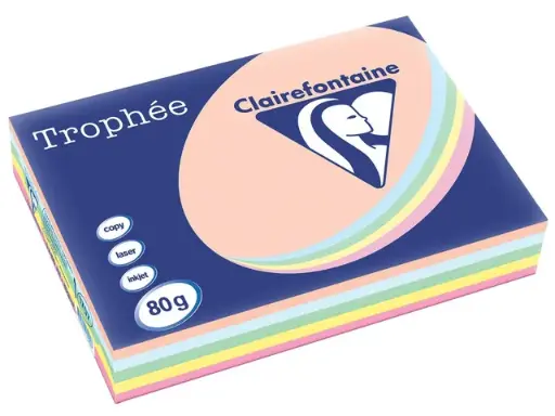 [SP-1707C-1] Trophée Clairfontaine - A3 - 80 g/m² - pastel gekleurd - 1 pak met 5x100 vel assorti