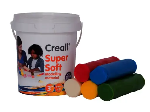 [Q142296] Boetseerklei "creall supersoft" - 5 kleuren assorti - emmer à 450 gr