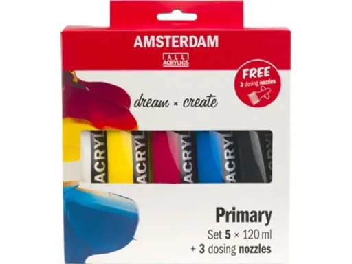 [SP-7801905] Acrylverf "amsterdam"- primary 120 ml - 5 tubes en 3 tuiten
